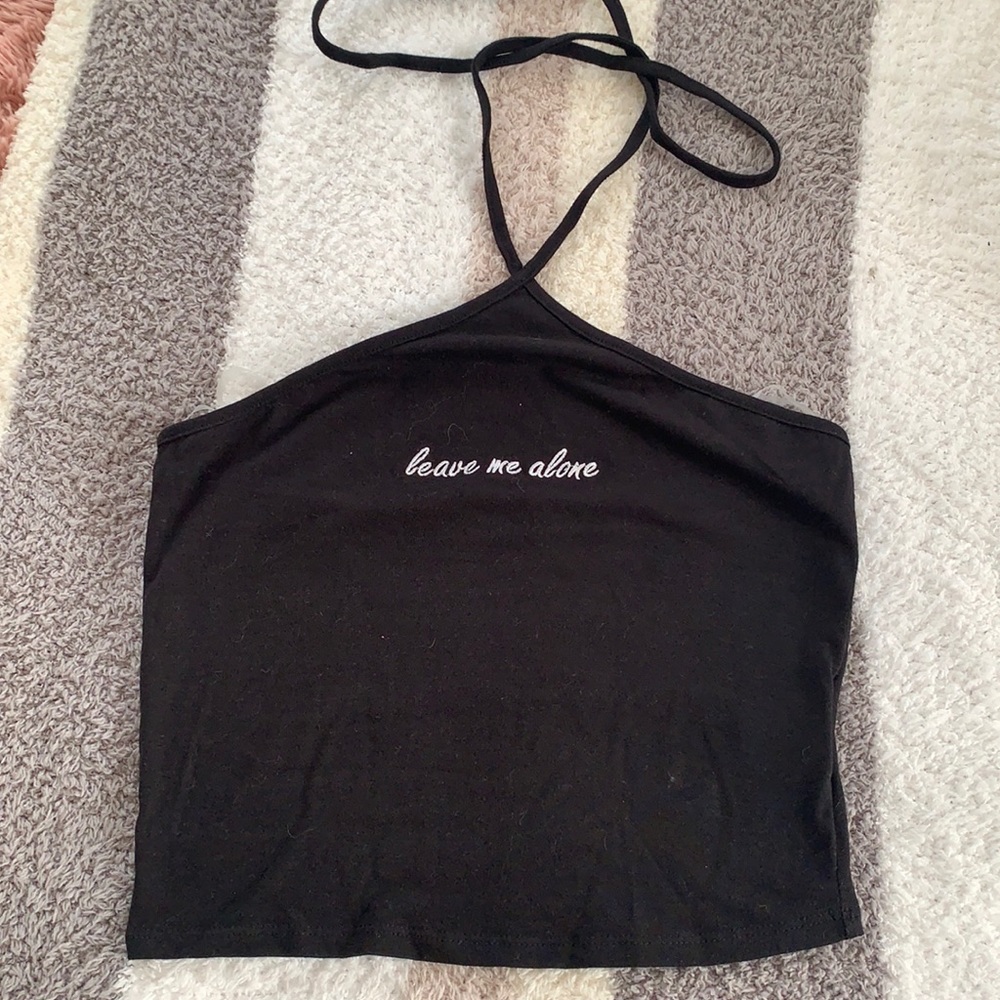 Halter embroidered crop top